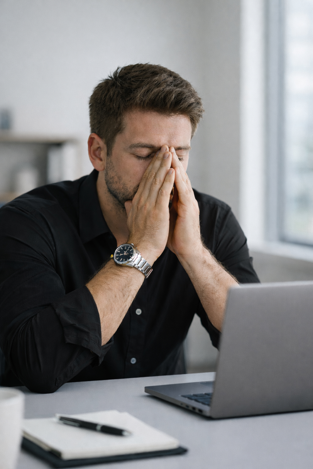 gestresster Mann vor dem PC